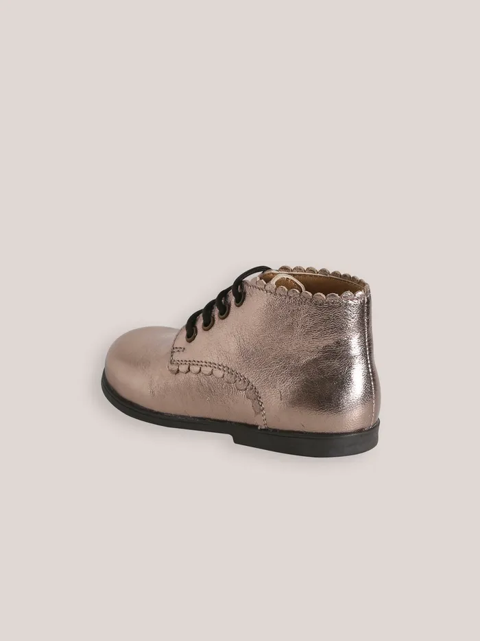 Baby Cyrillus Baby Girl Iridescent Leather Ankle Boots Mordore