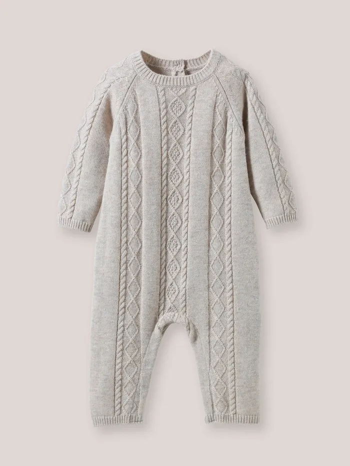 Baby Cyrillus Birth Knit Jumpsuit Beige Chine