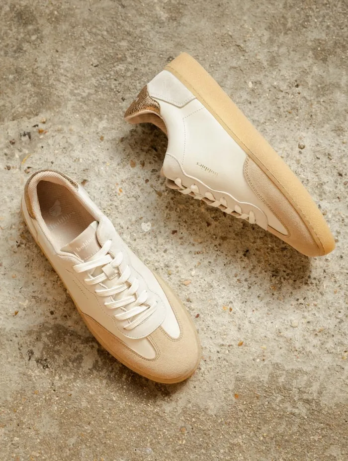 Bahia Off White and Sepia Gold Women Bobbies Sneakers Bahia Off White and Sepia Gold Women Bobbies Sneakers