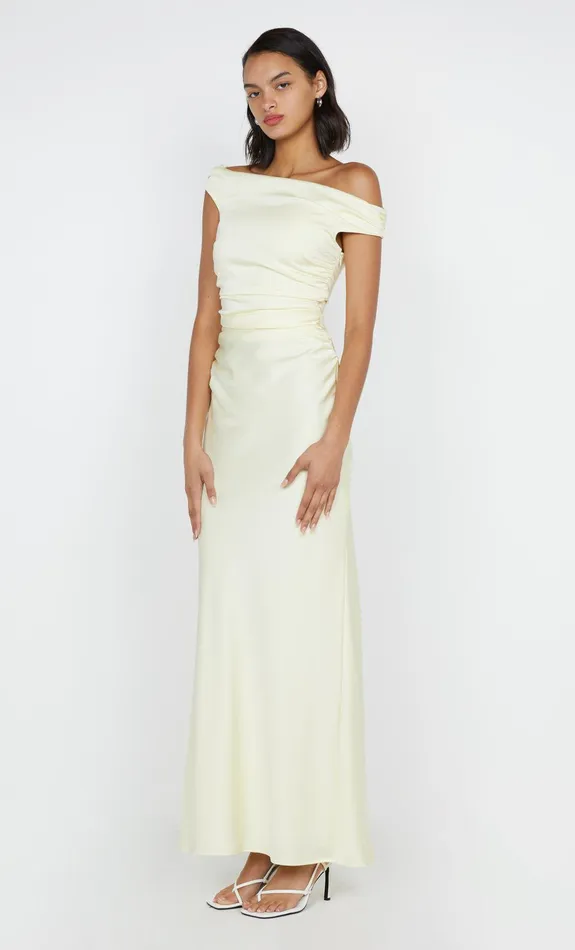 Bec Bridge Bridesmaids Dresses ETERNITY OFF SHOULDER MAXI Ice Yellow 8211 Women
