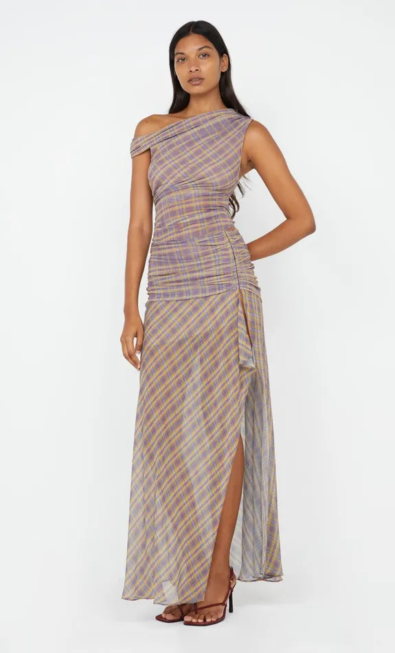 Bec Bridge Dresses AURELIA ASYM DRESS Violet Check 8211 Women