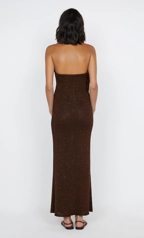 Bec Bridge Dresses DELFINA HALTER MIDI DRESS Chocolate 8211 Women