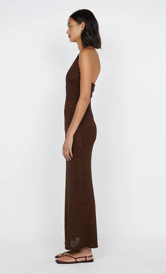 Bec Bridge Dresses DELFINA HALTER MIDI DRESS Chocolate 8211 Women
