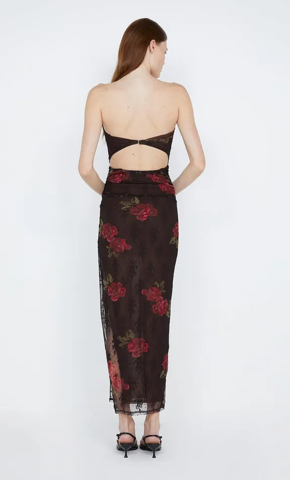 Bec Bridge Dresses DESERT ROSE STRAPLESS DRESS Choc Floral 8211 Women
