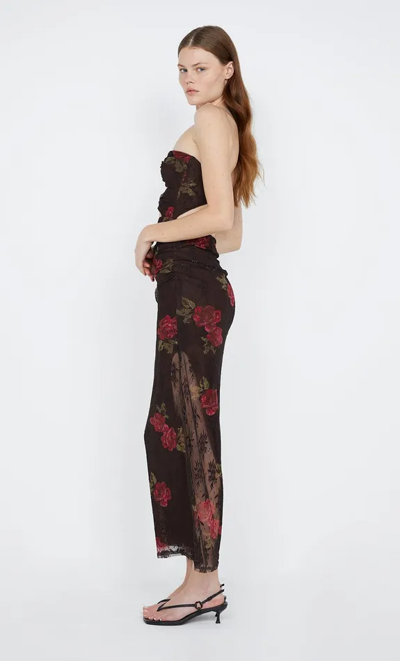 Bec Bridge Dresses DESERT ROSE STRAPLESS DRESS Choc Floral 8211 Women