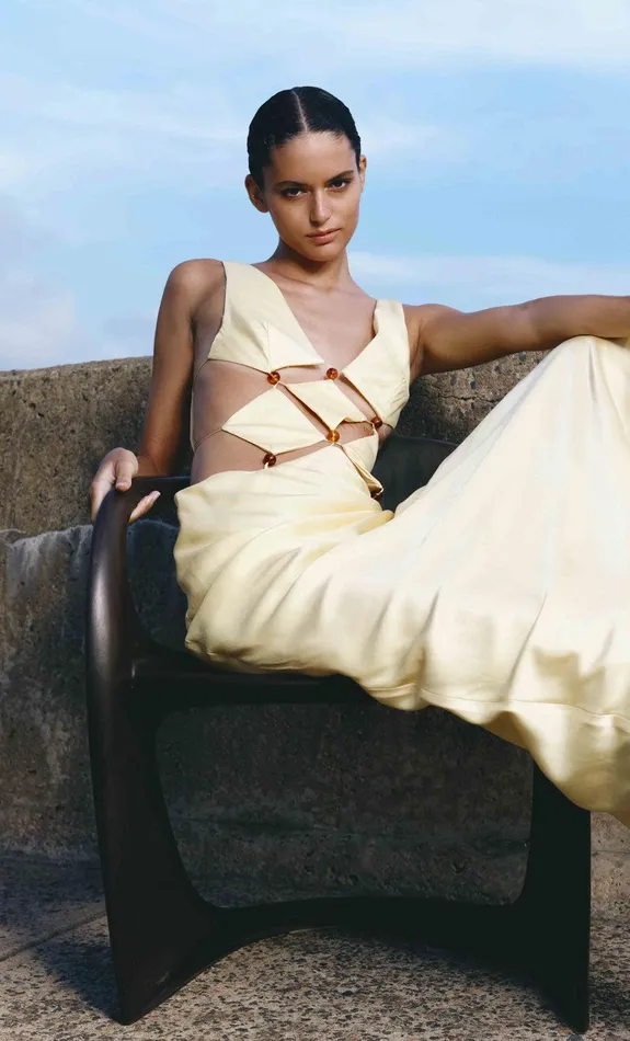 Bec Bridge Event Wear Dresses AGATHE DIAMOND DRESS Butter Yellow 8211 Women