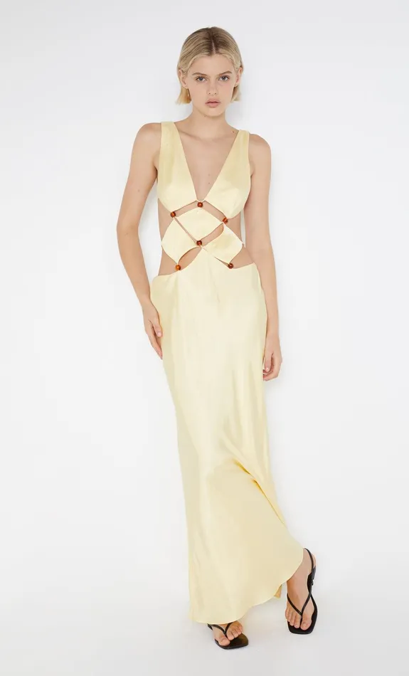 Bec Bridge Event Wear Dresses AGATHE DIAMOND DRESS Butter Yellow 8211 Women