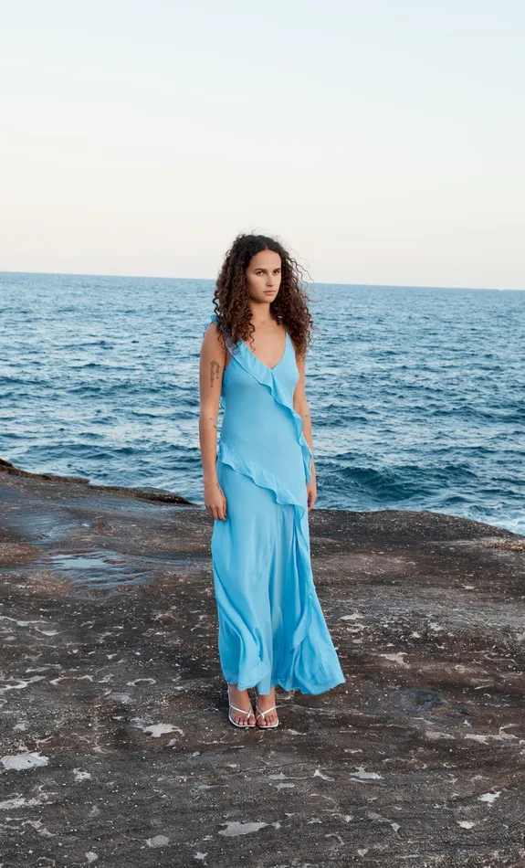 Bec Bridge Event Wear Dresses AIDA FRILL DRESS Azure 8211 Women