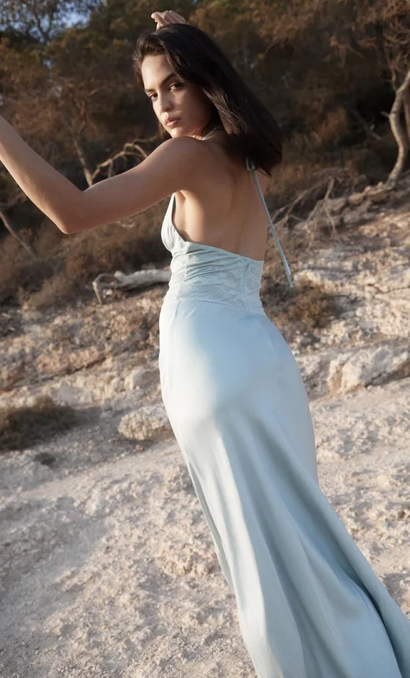 Bec Bridge Event Wear Dresses AKARI HALTER DRESS Cloud Blue 8211 Women