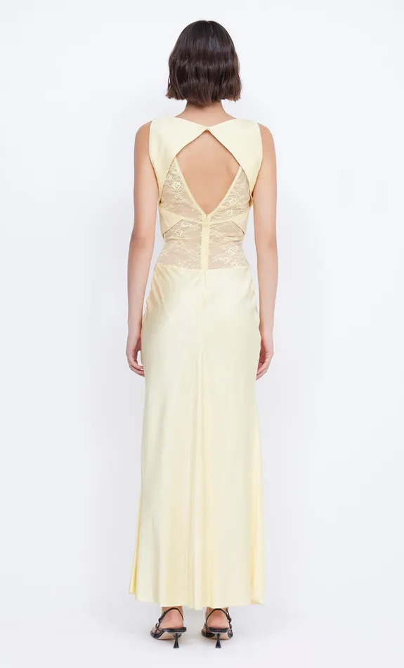 Bec Bridge Event Wear Dresses JULIETTE V NECK MAXI DRESS Butter Yellow 8211 Women