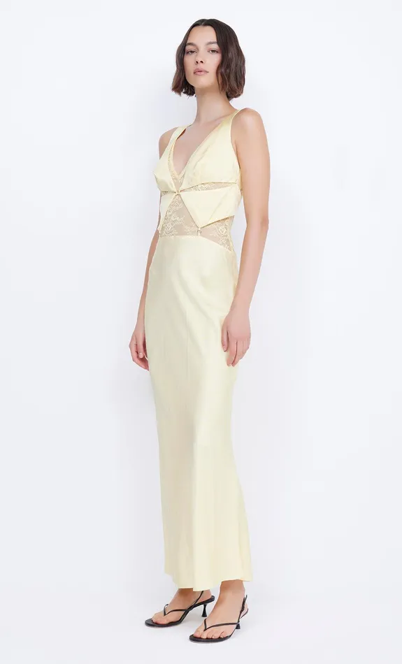 Bec Bridge Event Wear Dresses JULIETTE V NECK MAXI DRESS Butter Yellow 8211 Women