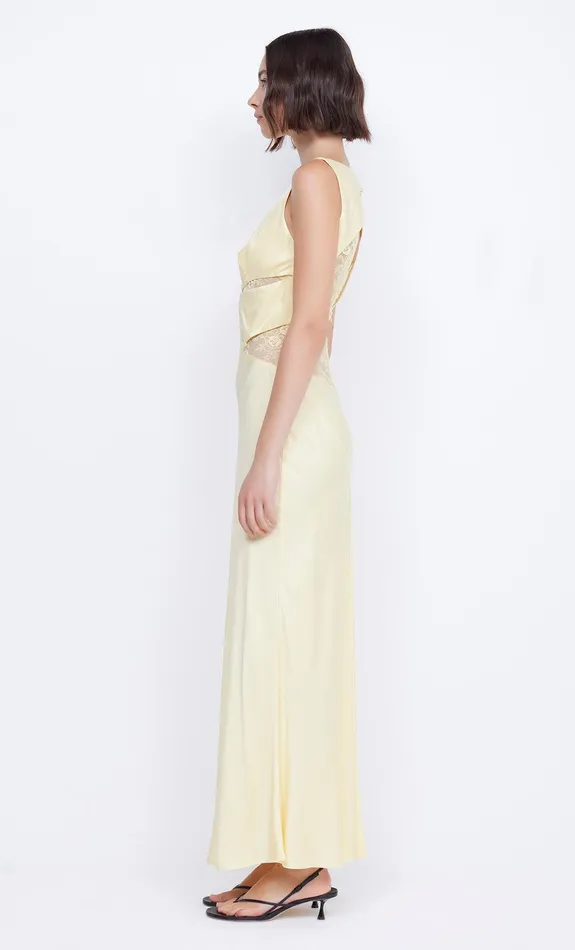 Bec Bridge Event Wear Dresses JULIETTE V NECK MAXI DRESS Butter Yellow 8211 Women