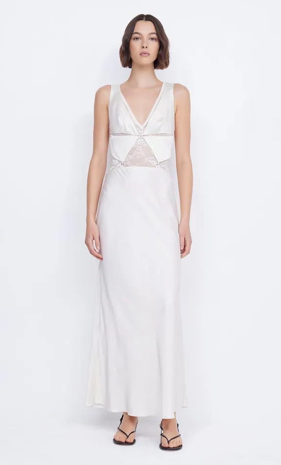 Bec Bridge Event Wear Dresses JULIETTE V NECK MAXI DRESS Ivory 8211 Women