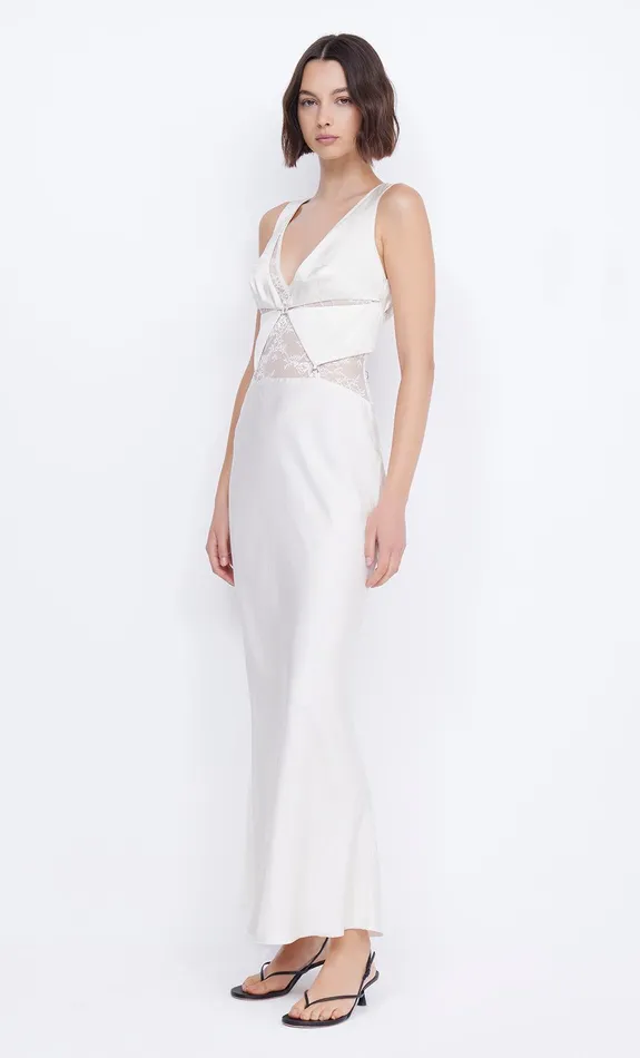 Bec Bridge Event Wear Dresses JULIETTE V NECK MAXI DRESS Ivory 8211 Women