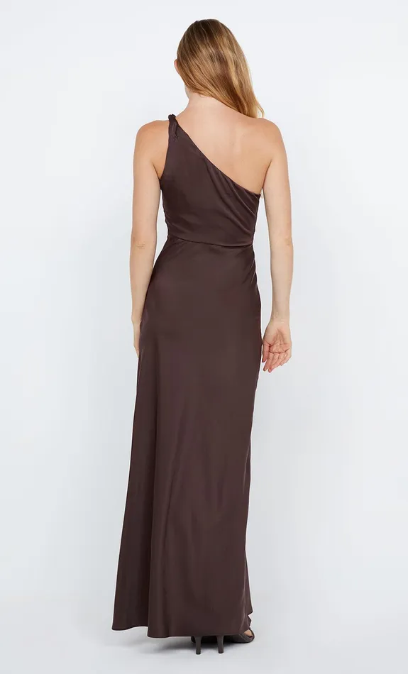 Bec Bridge Event Wear Dresses LUNETTA ASYM DRESS Dark Chocolate 8211 Women