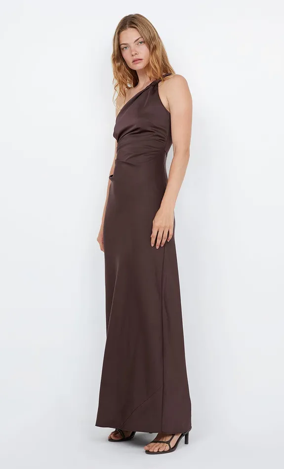 Bec Bridge Event Wear Dresses LUNETTA ASYM DRESS Dark Chocolate 8211 Women