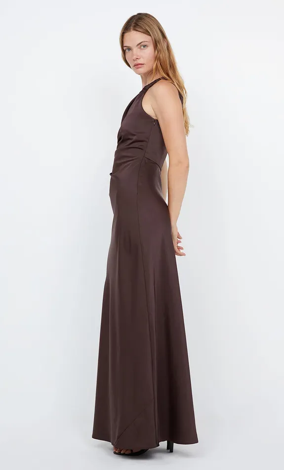 Bec Bridge Event Wear Dresses LUNETTA ASYM DRESS Dark Chocolate 8211 Women