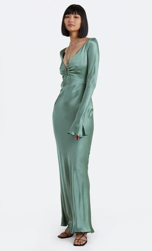 Bec Bridge Event Wear Dresses MALYKA LONG SLEEVE MAXI DRESS Moss Green 8211 Women