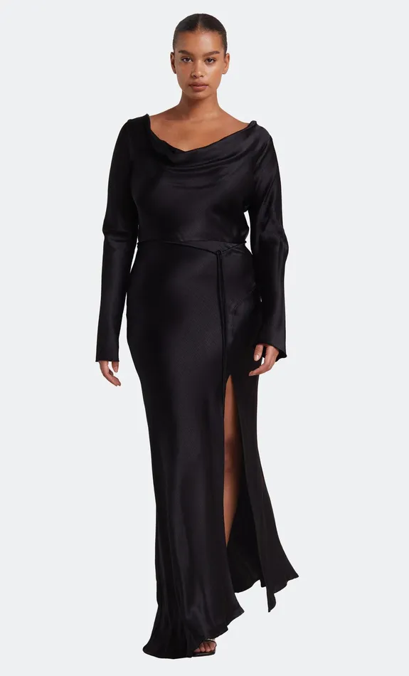 Bec Bridge Event Wear Dresses MOON DANCE LONG SLEEVE COWL DRESS Black 8211 Women