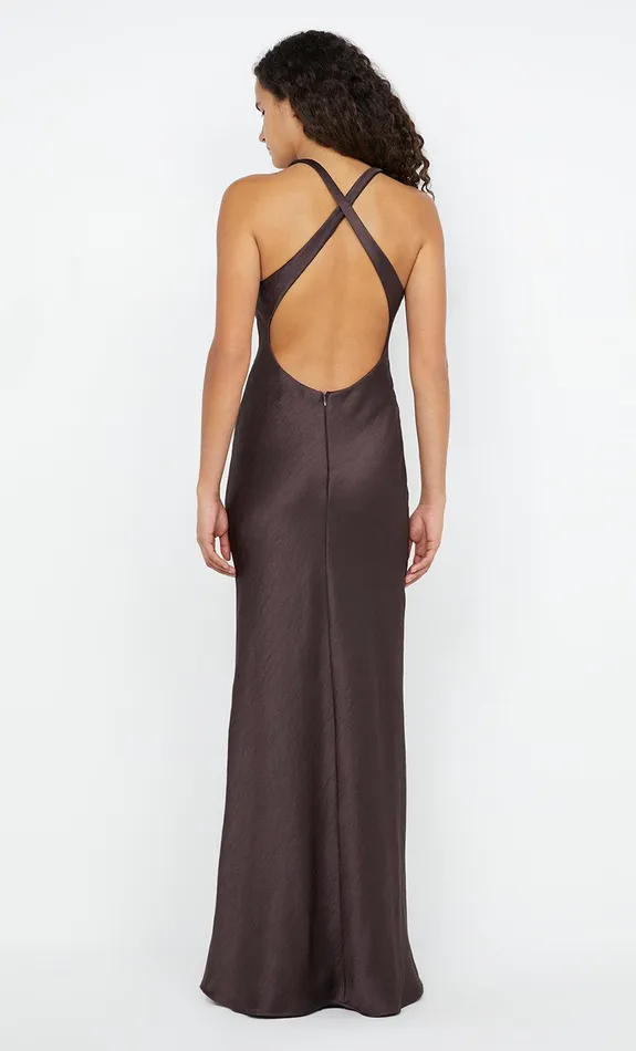 Bec Bridge Event Wear Dresses THE DREAMER V NECK DRESS Dark Chocolate 8211 Women