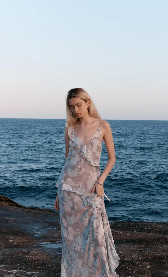 Bec Bridge Maxi Dresses ZABELLE FRILL DRESS Moonshadow 8211 Women