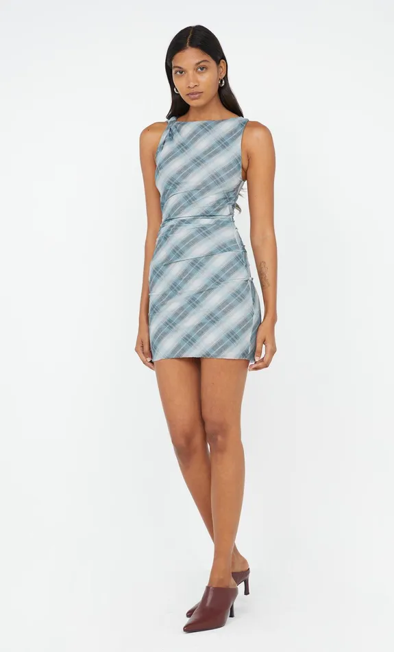 Bec Bridge Mini Dresses SEANNA ASYM MINI DRESS Storm Check 8211 Women