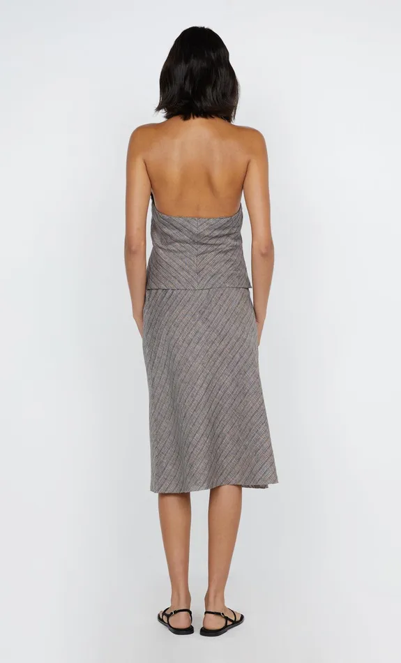 Bec Bridge Skirts ZURI MIDI SKIRT Taupeivory Stripe 8211 Women