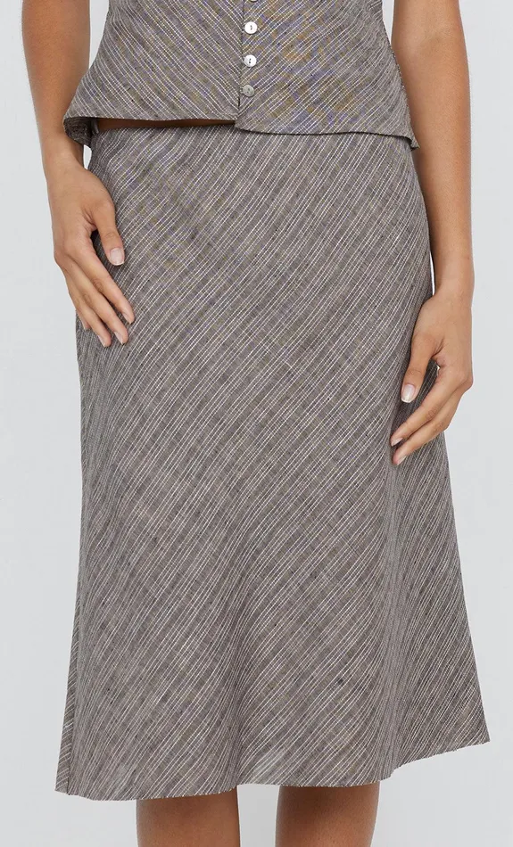 Bec Bridge Skirts ZURI MIDI SKIRT Taupeivory Stripe 8211 Women