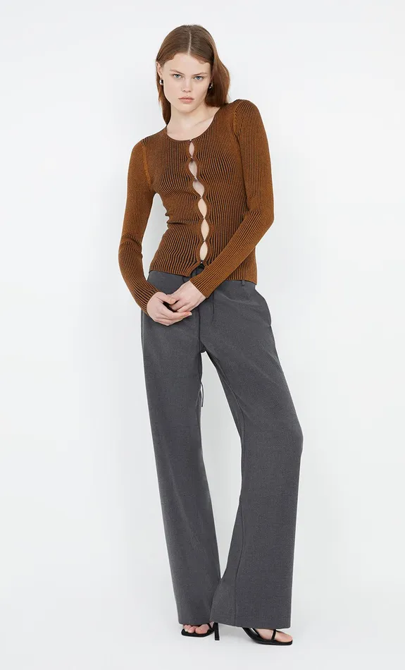 Bec Bridge Tops LAILA LONG SLEEVE KNIT CARDIGAN Rust 8211 Women