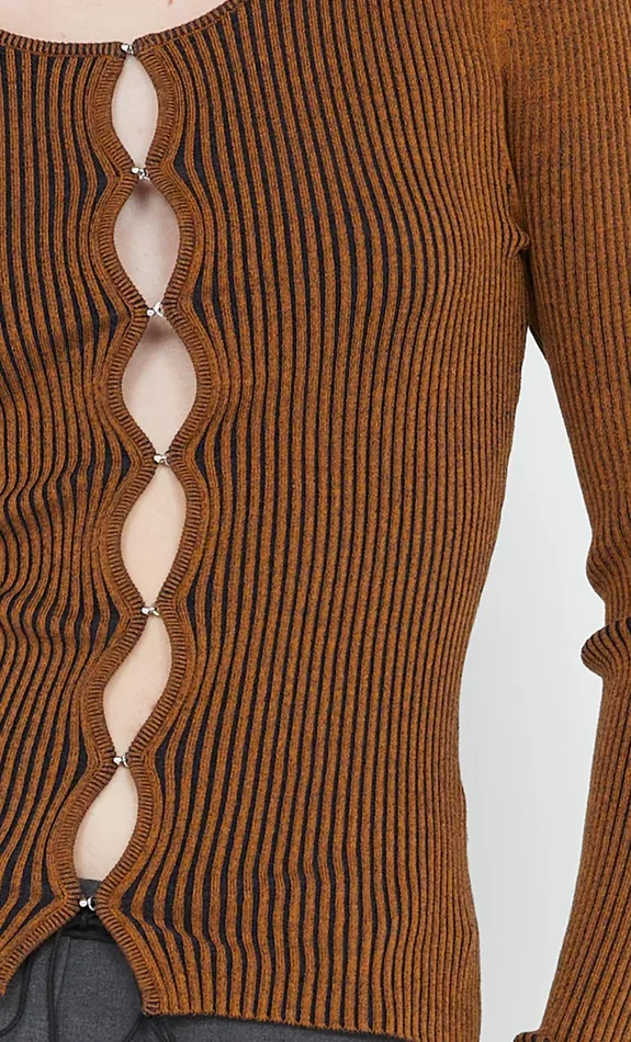 Bec Bridge Tops LAILA LONG SLEEVE KNIT CARDIGAN Rust 8211 Women