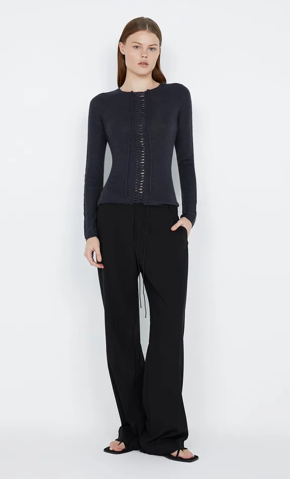 Bec Bridge Tops LEX KNIT LONG SLEEVE TOP Charcoal 8211 Women