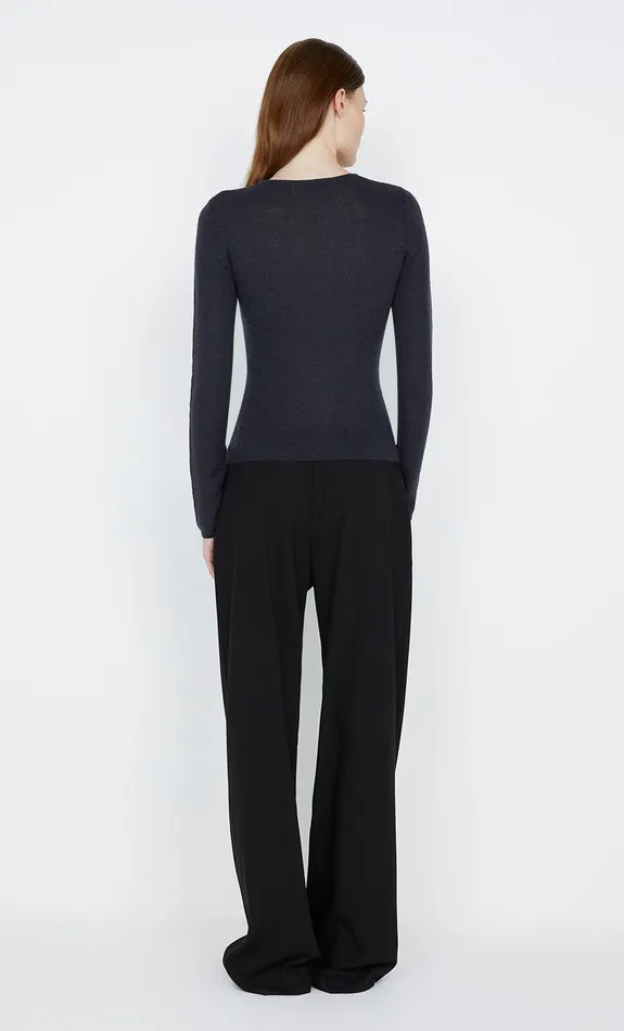 Bec Bridge Tops LEX KNIT LONG SLEEVE TOP Charcoal 8211 Women