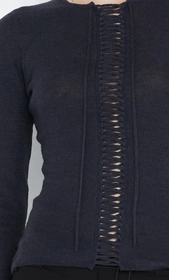 Bec Bridge Tops LEX KNIT LONG SLEEVE TOP Charcoal 8211 Women