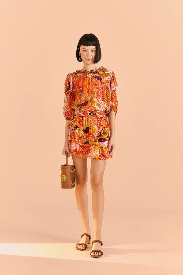 Beige Jungle Panther Mini Skirt Women Farm Rio Skirts