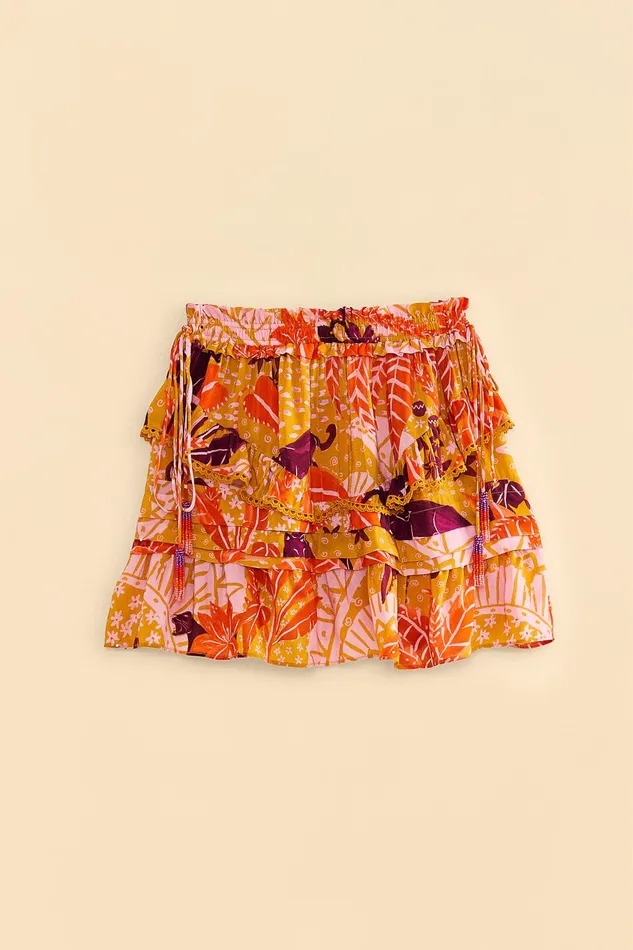 Beige Jungle Panther Mini Skirt Women Farm Rio Skirts