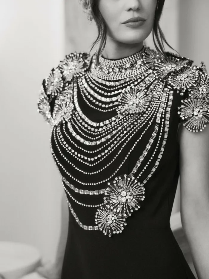 Best Sellers Women Black High Neck Embellished Column Gown Black Mac Duggal