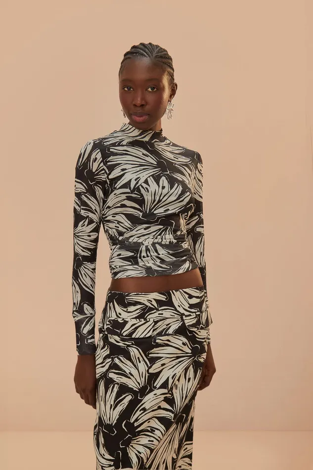 Black Bossa Banana Tulle Blouse Women Farm Rio Blouses