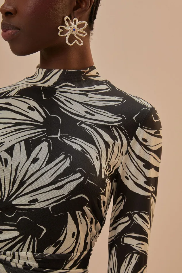 Black Bossa Banana Tulle Blouse Women Farm Rio Blouses