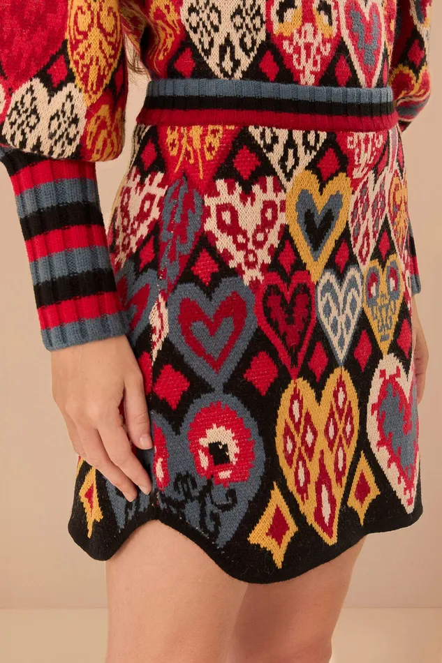 Black Hearts Ikat Knit Skirt Women Farm Rio Skirts