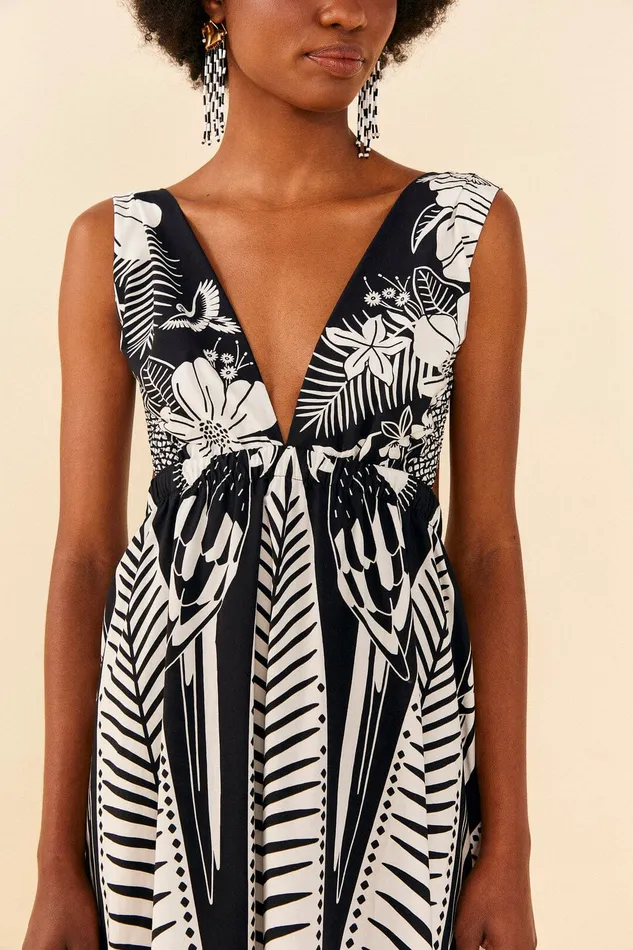 Black Macaw Elegance Maxi Dress Women Farm Rio Maxi Dresses