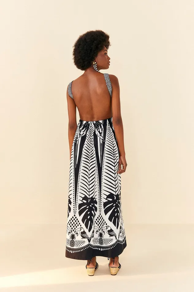 Black Macaw Elegance Maxi Dress Women Farm Rio Maxi Dresses