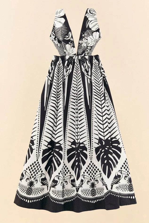 Black Macaw Elegance Maxi Dress Women Farm Rio Maxi Dresses
