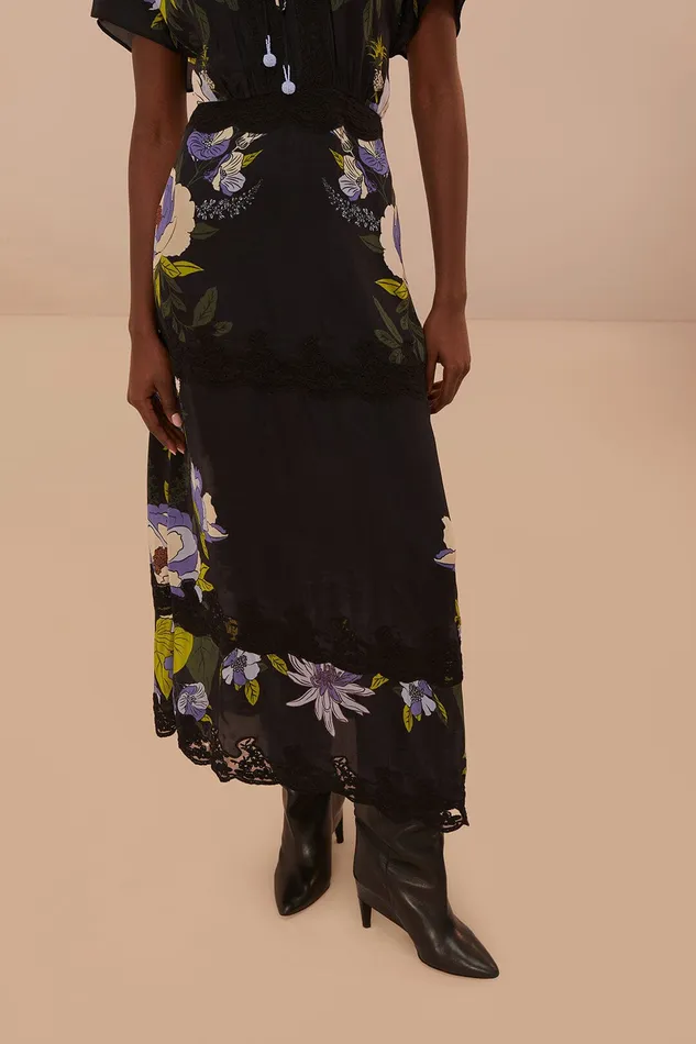 Black Soft Garden Lace Maxi Dress Women Farm Rio Maxi Dresses