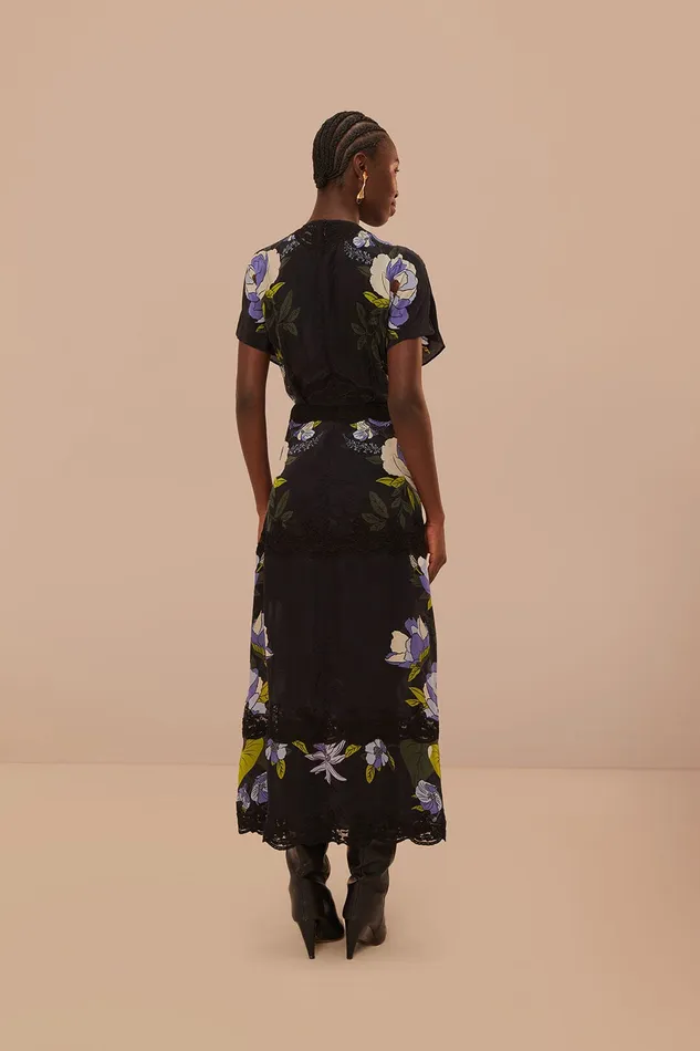 Black Soft Garden Lace Maxi Dress Women Farm Rio Maxi Dresses