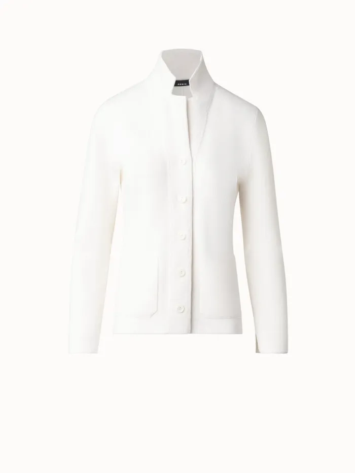 Blazer Style Cashmere Knit Cardigan Ecru Women Akris Cashmere