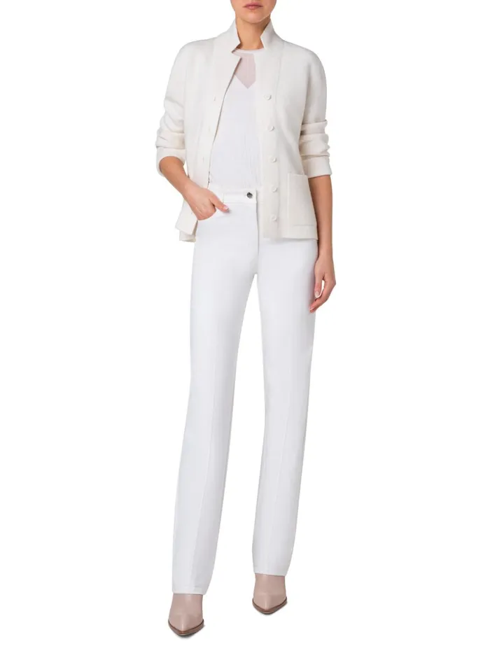 Blazer Style Cashmere Knit Cardigan Ecru Women Akris Cashmere