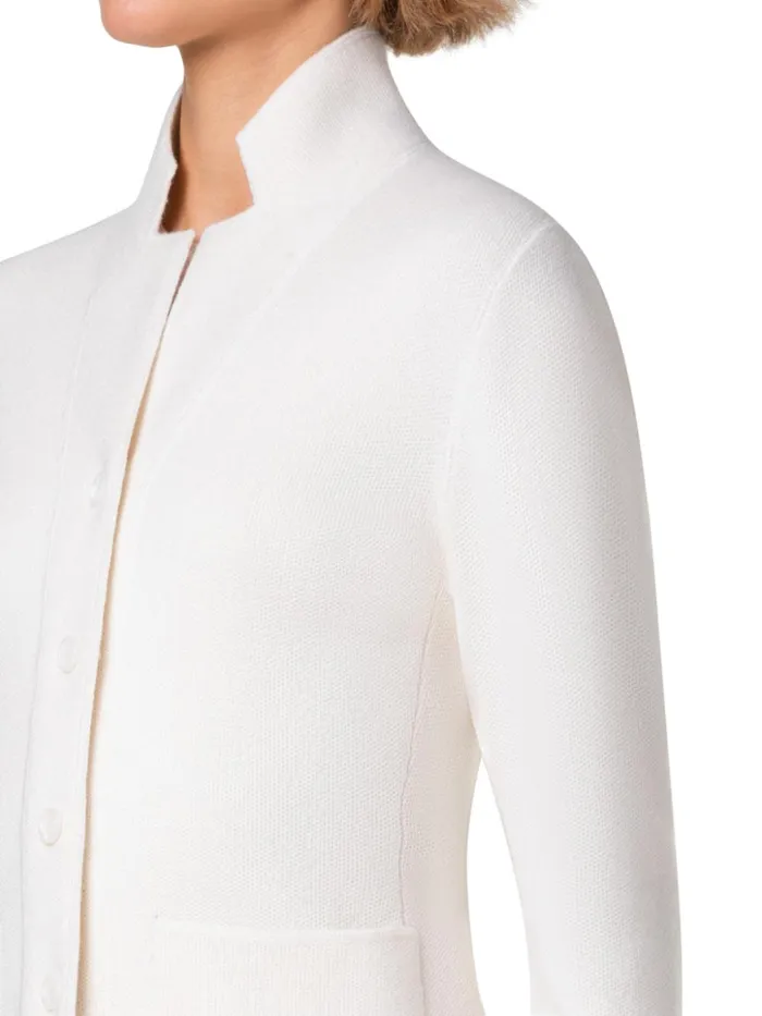 Blazer Style Cashmere Knit Cardigan Ecru Women Akris Cashmere
