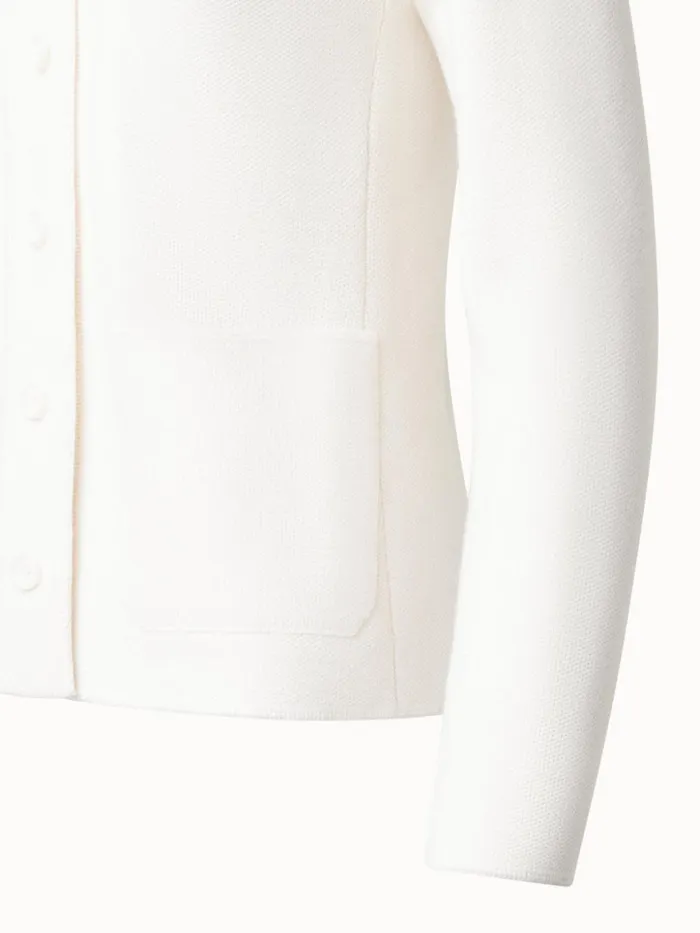 Blazer Style Cashmere Knit Cardigan Ecru Women Akris Cashmere