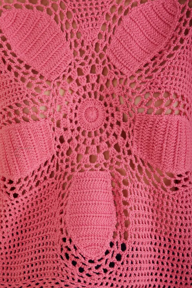 Blush Flower Draw Crochet Blouse Women Farm Rio Blouses