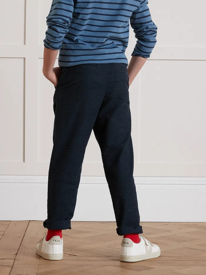 Boys Cyrillus Clothing Comfortable Herringbone Trousers Bleu